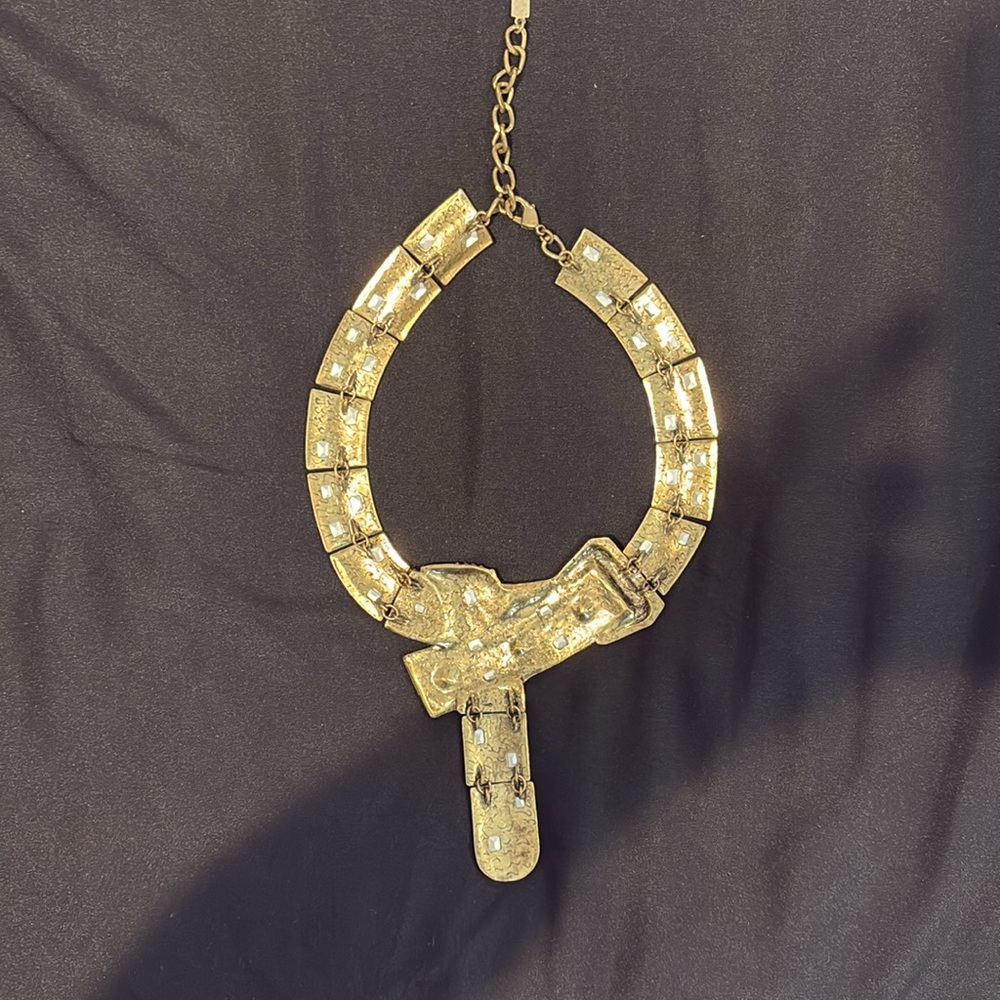 Oscar de la Renta Gold and Orange Statement Necklace - Picture 3 of 3